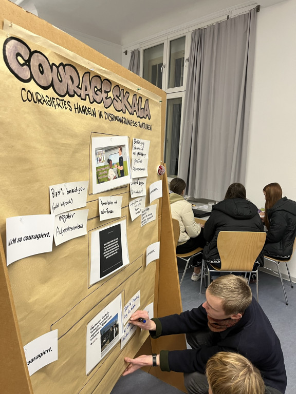 Schüler:innen an der Pinwand