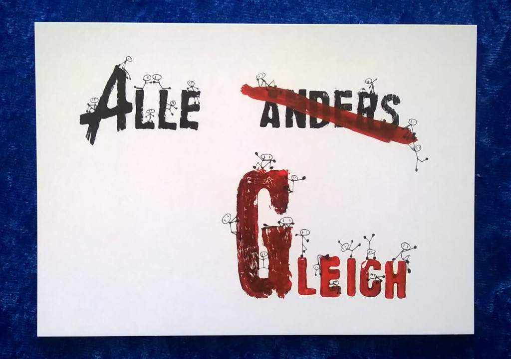 Postkarte Alle Gleich